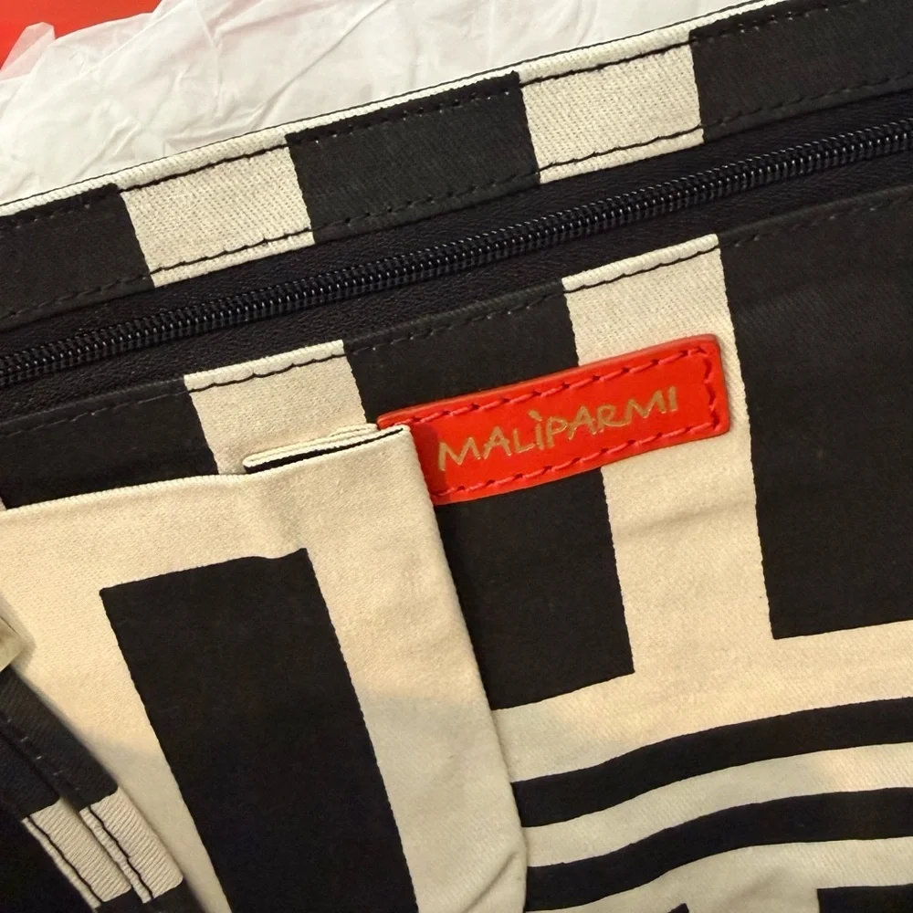 Maliparmi Red Crossbody Bag with Multicolor Stud Accents
